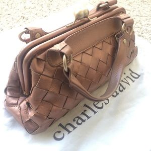 Rose Gold Woven Leather Handbag